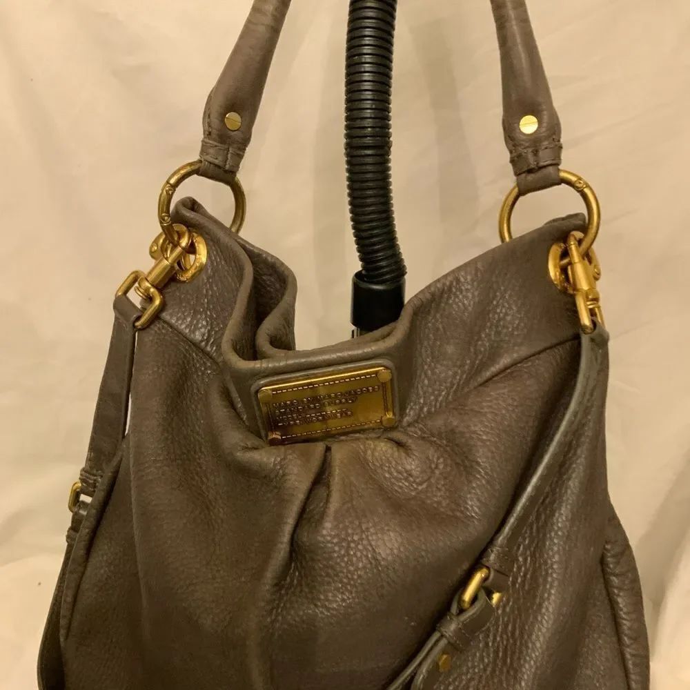 Marc by Marc Jacobs Classic Q Hillier Hobo Handbag, Grey-Taupe Leather,